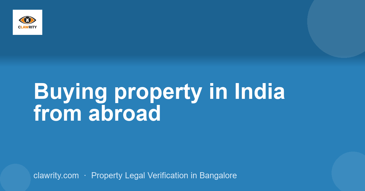 Buying property in India from abroad
