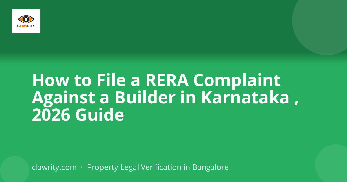 How to File a RERA Complaint Against a Builder in Karnataka , 2026 Guide