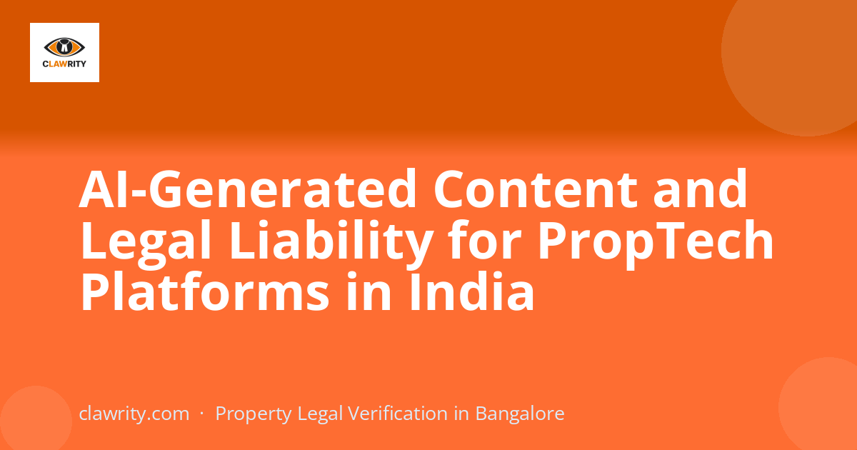 AI-Generated Content and Legal Liability for PropTech Platforms in India